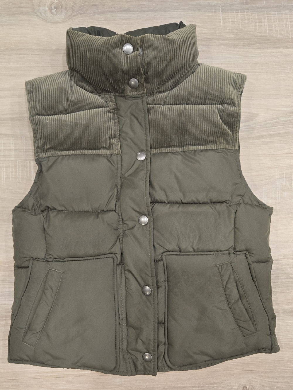 American Eagle Puffer Vest with Corduroy Collar